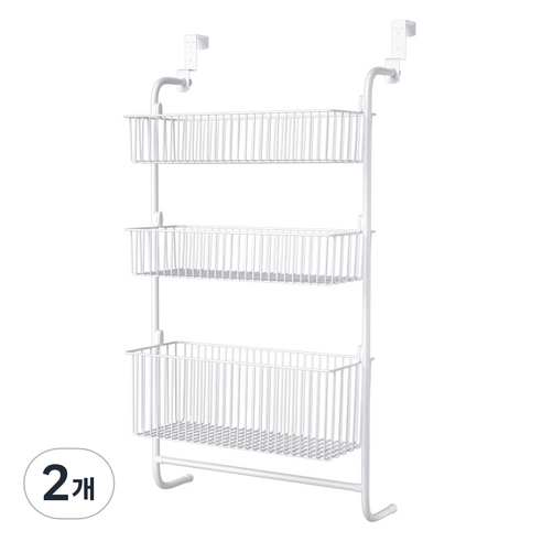 코멧 홈 3단 다용도 문걸이 수납선반, 화이트, 2개