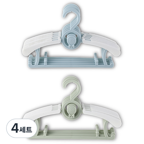 잇곰 미끄럼방지 아동용 옷걸이 2종 x 5p 세트, 블루, 그린, 4세트