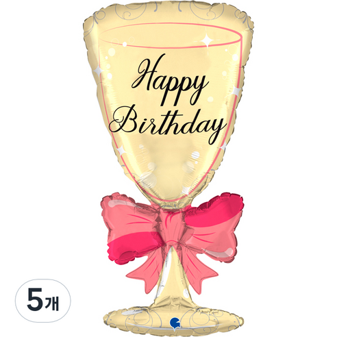 그라보벌룬 생일 샴페인 은박풍선, 혼합색상, 5개