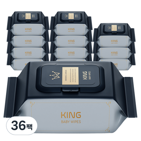 킹 더 도톰한 골드블루 저자극 엠보싱 아기물티슈 휴대용 캡형 86평량, 86g, 20개입, 36개