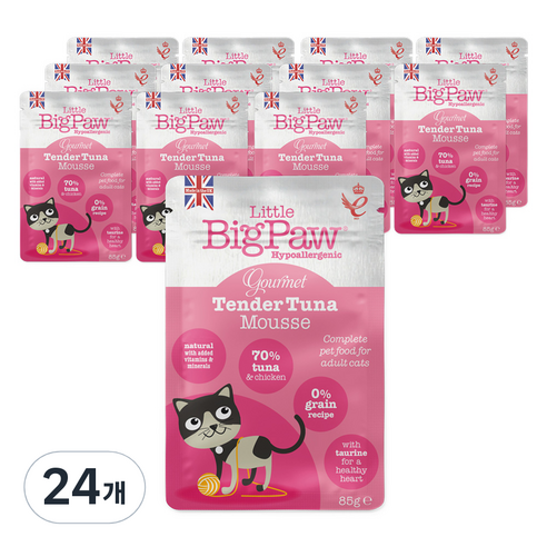 리틀빅파우 고양이 전연령용 무스 주식 캔 습식사료, 참치, 85g, 24개