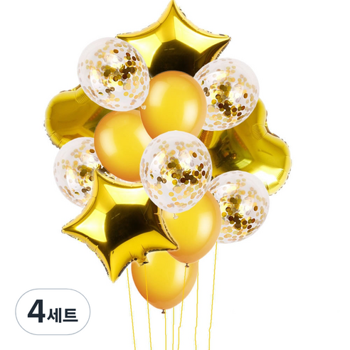 파티복닷컴 풍선모음 14p 파티세트, 골드, 4세트