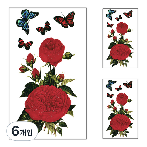 파티복닷컴 긴팔 플라워 타투스티커, YMX272, 6개입