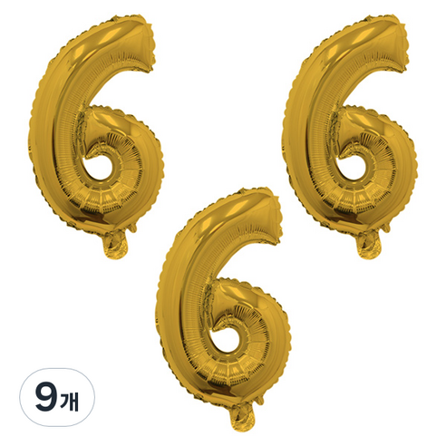 리빙다 숫자 호일 6 대, 골드, 9개