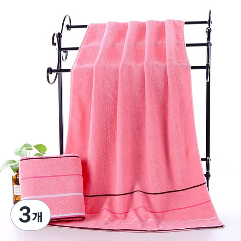 원이네 3단선 면 바스타월 350g 면사, 핑크, 3개