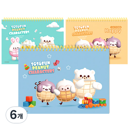 영아트 소소펀 노랑스프링 두꺼운 스케치북 130g 랜덤발송, 345 x 247 mm, 28매, 6개