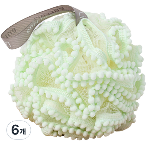 진주 레이스 버블 샤워볼, 그린, 1개입, 6개