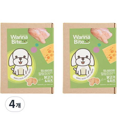 반려동물 워너바이트 말랑져키 가수분해 간식, 혼합맛(닭고기/치즈), 120g, 4개