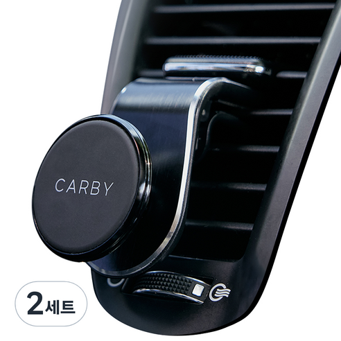무로 카바이 차량용 송풍구 자석거치대 + 메탈 2p 세트, 혼합색상, 2세트