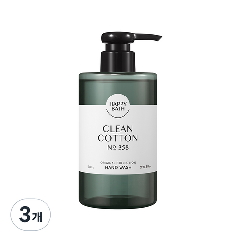 해피바스 오리지널 컬렉션 클린코튼 핸드워시, 300ml, 3개