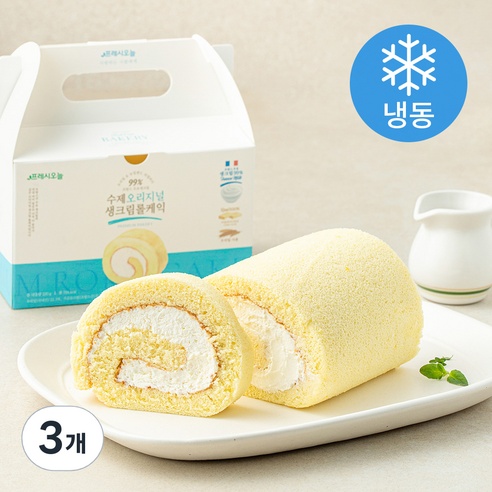프레시오늘 우리밀 리얼버터 프랑스생크림 99% 오리지널 순수 수제 롤케익 (냉동), 230g, 3개