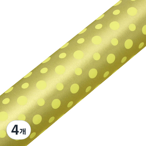 영프라자 더블도트 종이롤 포장지 53cm x 20m, 옐로우, 4개