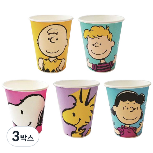 피너츠 칼라 종이컵 270ml, 50개입, 3세트