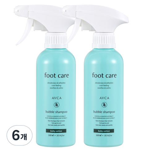 아브카 풋 케어 버블 풋샴푸 베이비코튼향, 1개입, 6개, 300ml