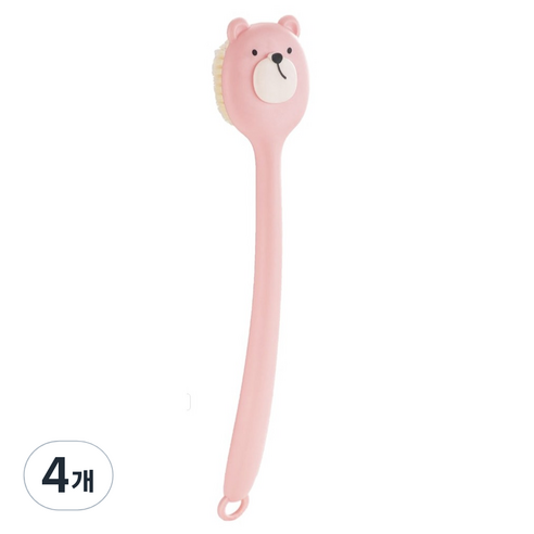 깨끗하게 샤워하자 바디 등 샤워 브러쉬, 핑크, 4개, 1개입