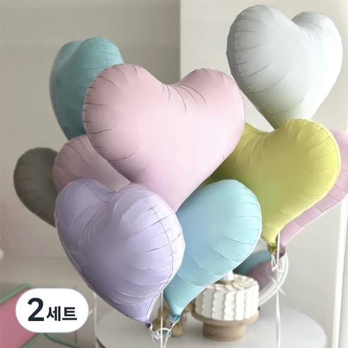 엘로템즈 무광 하트 은박 파티풍선 50 x 50 cm 5종 x 2p 세트, 혼합색상, 2세트