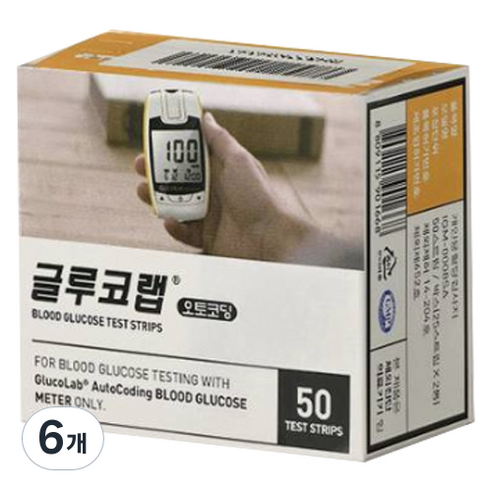 오상헬스케어 글루코랩 개인용혈당검사지, 6개