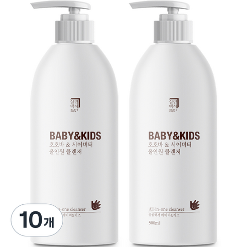 살림백서 베이비 앤 키즈 호호바 시어버터 올인원 클렌저, 500ml, 10개