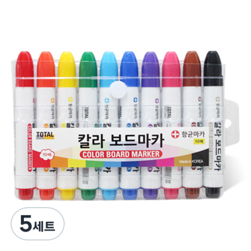토탈하얀칠판 10색 칼라 보드마카(유성), 혼합 색상, 50개