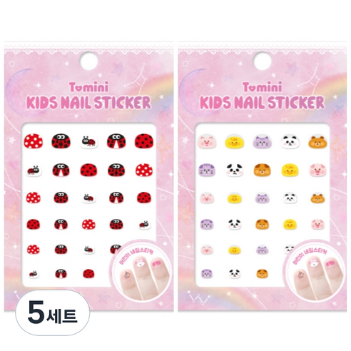 투미니 키즈 네일 스티커 2종 세트, T007 + T008, 5세트