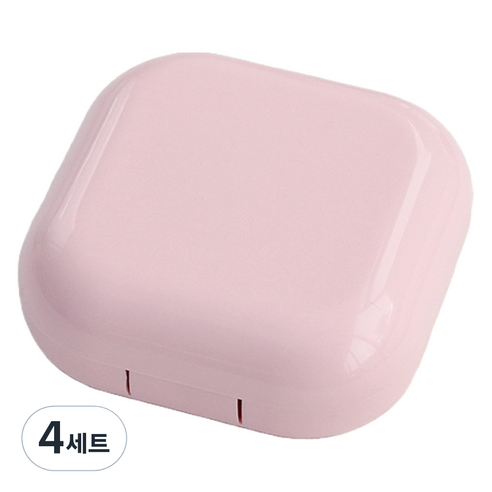 라피던트 파스텔 팩트 거울 케이스 + 렌즈통 + 집게 + 흡착봉 세트, 핑크, 4세트