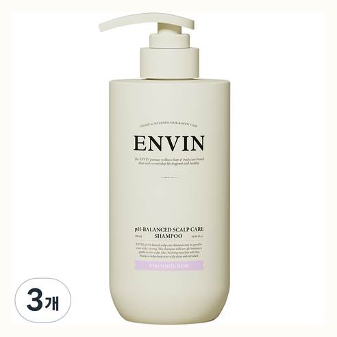 앙방 약산성 두피케어 샴푸 화이트 머스크향, 500ml, 3개