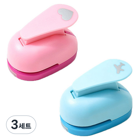 알로데 블리스 모양 펀치 2종 세트, 3세트, 1번(하트, 비행기)