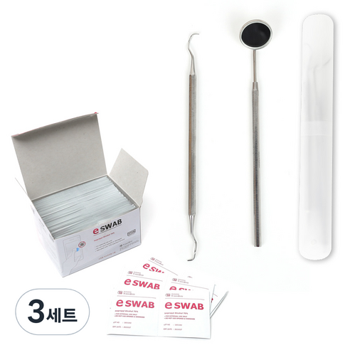 치석 제거기 세트 탐침 B타입 + 치경 + 케이스 + 알콜솜 랜덤발송 100p, 3세트