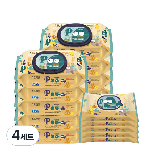 스프링클 푸 비데티슈 캡형, 70g, 4세트