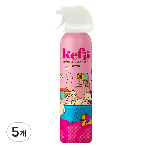 케피 버블 클렌저 핑크폼 배쓰 딸기향, 200ml, 5개