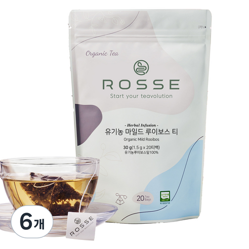 로쎄 유기농 마일드 루이보스 티 30g, 20개입, 6개