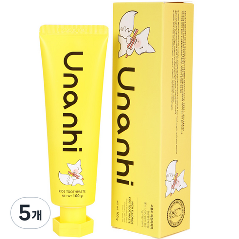유난히 아동용 또바기 고불소 비건 치약 블루베리향, 100g, 5개