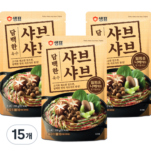 샘표 담백한 샤브샤브 육수, 15개, 200g