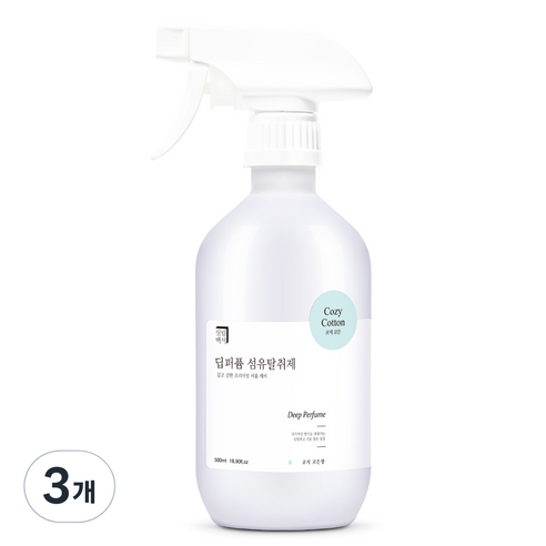 살림백서 딥퍼퓸 섬유탈취제 본품, 500ml, 3개, 코지코튼