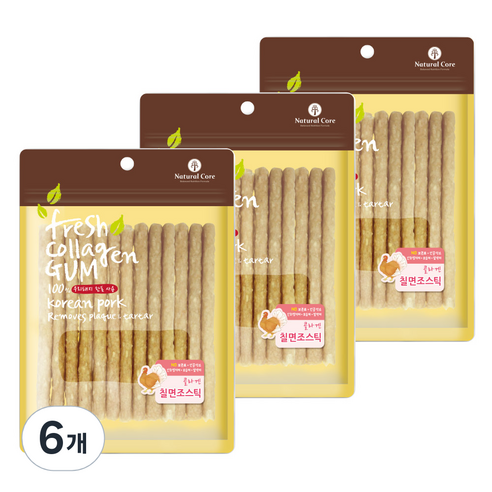 네츄럴코어 콜라겐스틱껌 강아지 간식, 칠면조맛, 100g, 6개