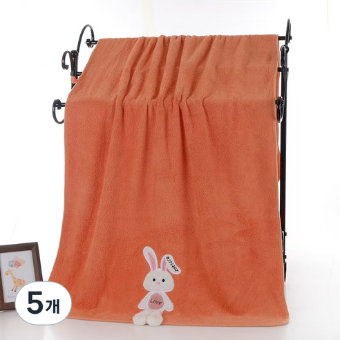 원이네 사랑스러운 토끼 바스타월 300g, 오렌지, 5개