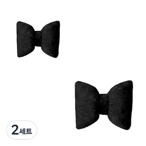 앤티스 카멜리아 차량용 목쿠션 + 허리쿠션 세트, 블랙, 2세트