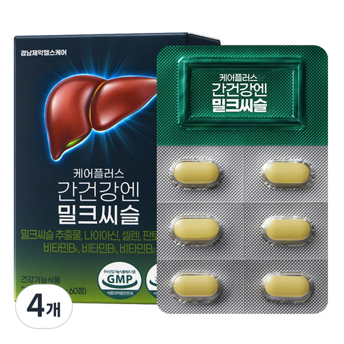 경남제약헬스케어 케어플러스 간건강엔 밀크씨슬 30g, 60정, 4개