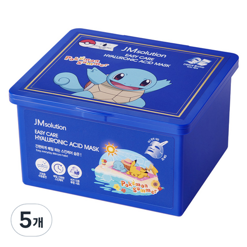제이엠솔루션 포켓몬 이지 케어 히아루론산 데일리 마스크팩 350ml, 5개, 30개입