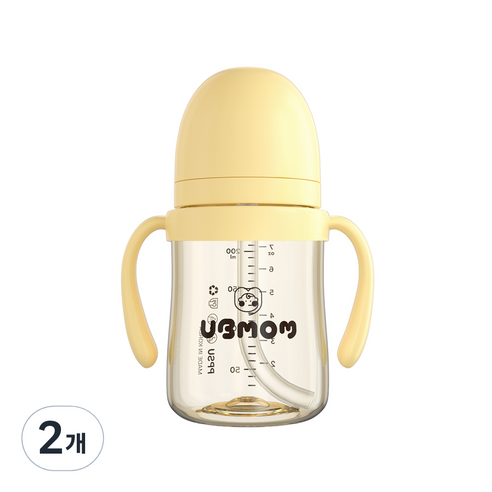 유비맘 시그니쳐 빨대컵, 200ml, 2개, 바나나