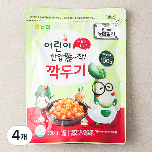 한국농협김치 어린이 한입애착 깍두기, 300g, 4개