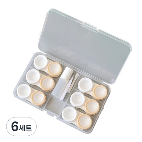 알럽홈 렌즈케이스 6p + 투명 정리함 세트, 카키, 6세트