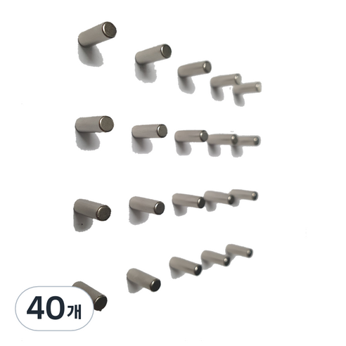 핀 네오디움 자석 막대고리, 실버, 40개