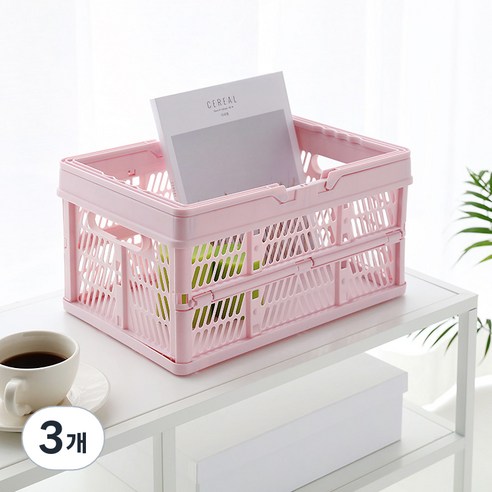마켓비 KONTINO 폴딩바스켓 18L, 원톤핑크, 18L, 3개