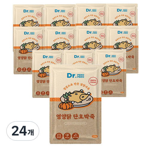 닥터페로 반려견 전연령용 영양닭 단호박 죽 파우치, 120g, 24개