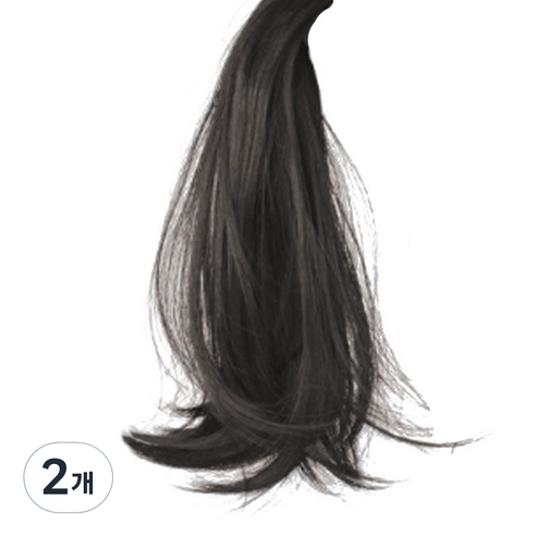 스타일하라 여성용 가연 포니테일 가발 끈묶음형 35cm, 다크브라운, 2개