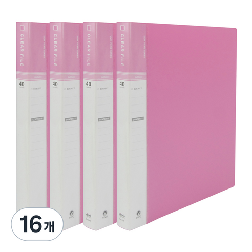 마이다스 40매 비보 클리어화일 인덱스 A4, 분홍색, 16개