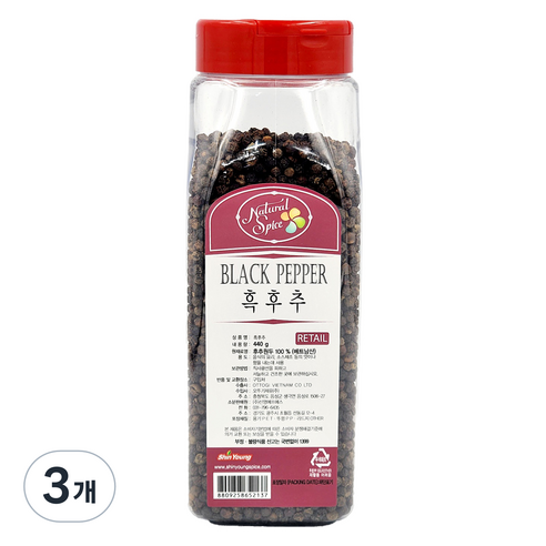 내츄럴스파이스 흑후추, 440g, 3개
