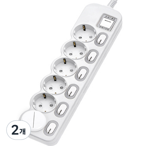 에코파워탭 국산 LED 개별 멀티탭 6구 EPM-L306 안전커버, 1.3m, 2개