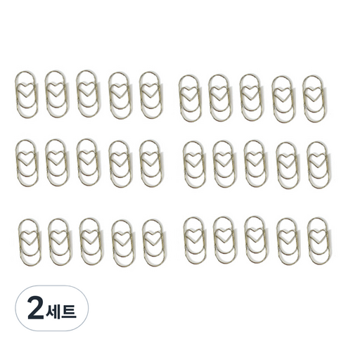 문구담 세련된 컬러 뚱클립 사랑 실버 30p, 2세트